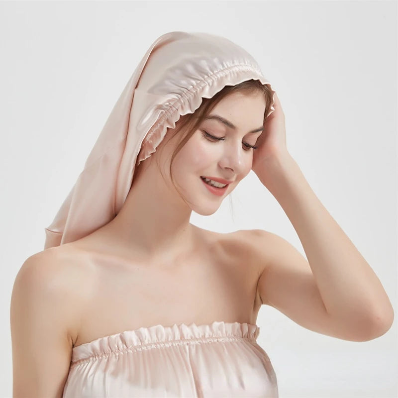 100% Mulberry Silk Long Anti-Frizz Sleep Bonnet (SB28)