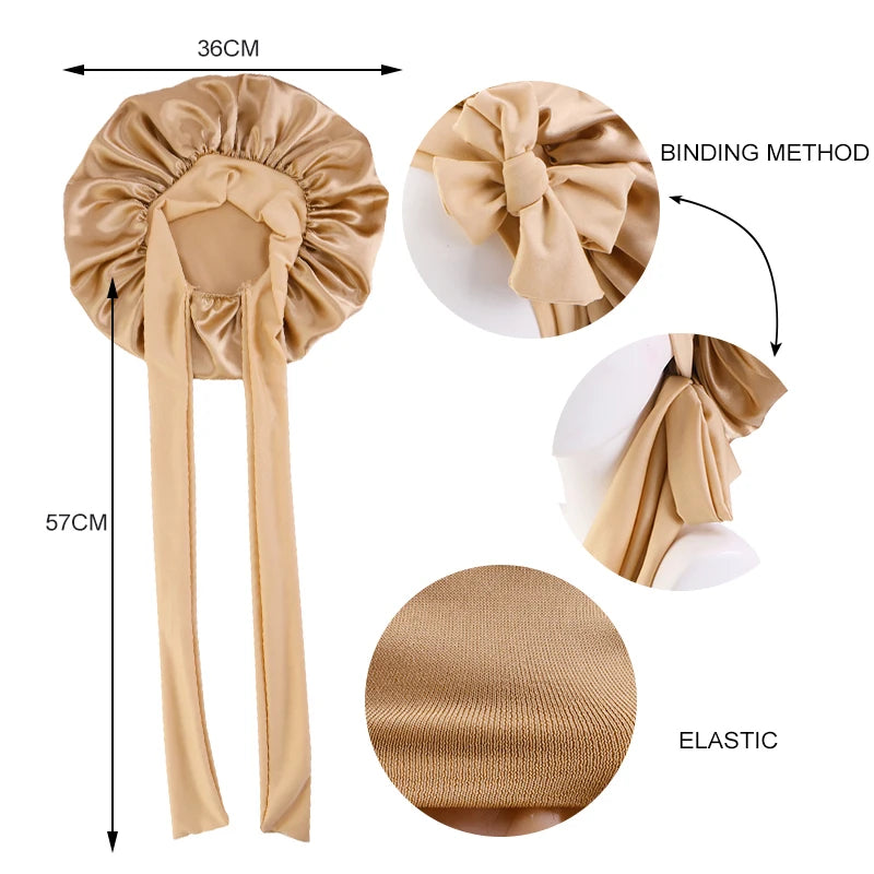 Satin Night Bonnet with Adjustable Tie – Secure, Comfortable Hair Protection (SB05)