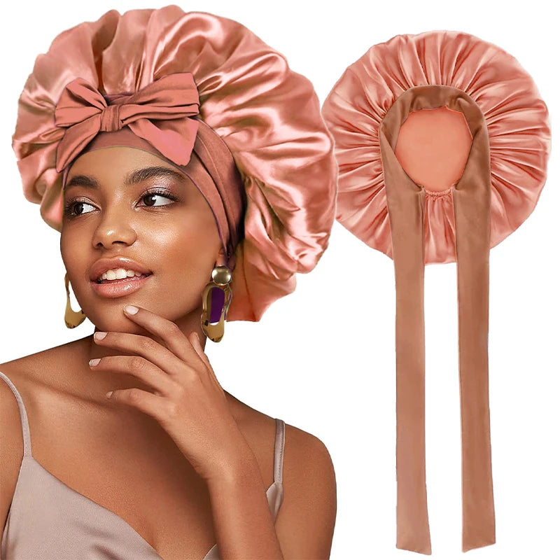 Satin Night Bonnet with Adjustable Tie – Secure, Comfortable Hair Protection (SB05)
