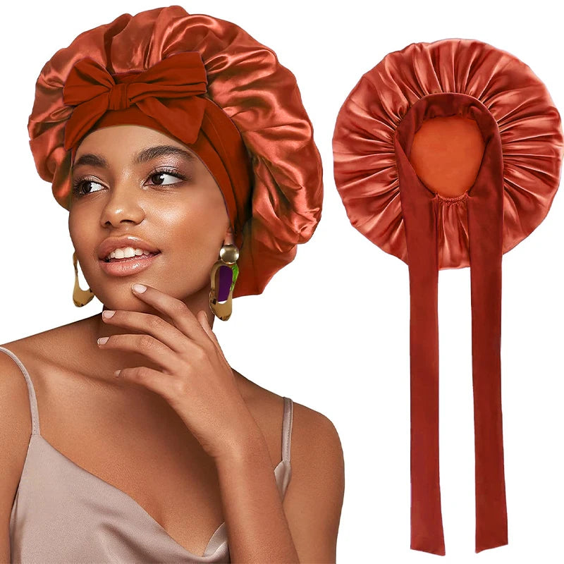 Satin Night Bonnet with Adjustable Tie – Secure, Comfortable Hair Protection (SB05)