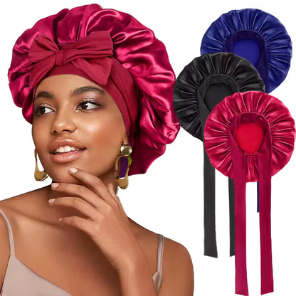 Satin Night Bonnet with Adjustable Tie – Secure, Comfortable Hair Protection (SB05)
