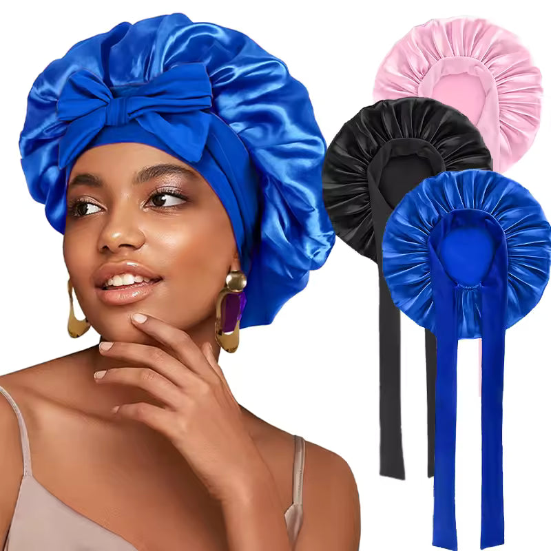 Satin Night Bonnet with Adjustable Tie – Secure, Comfortable Hair Protection (SB05)