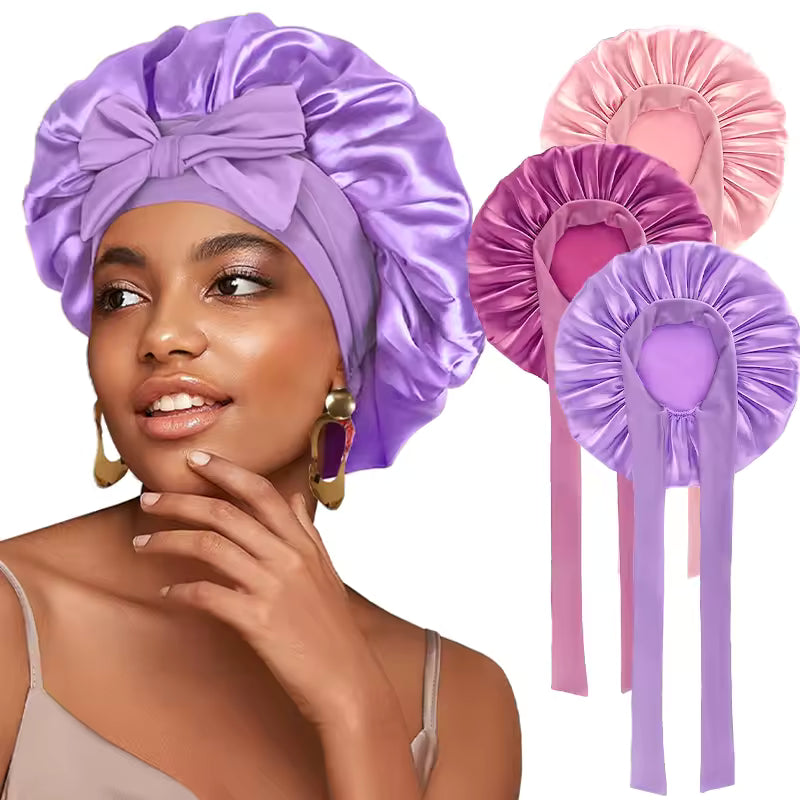 Satin Night Bonnet with Adjustable Tie – Secure, Comfortable Hair Protection (SB05)