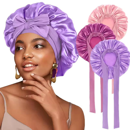Satin Night Bonnet with Adjustable Tie – Secure, Comfortable Hair Protection (SB05)