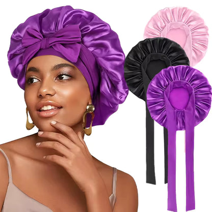 Satin Night Bonnet with Adjustable Tie – Secure, Comfortable Hair Protection (SB05)