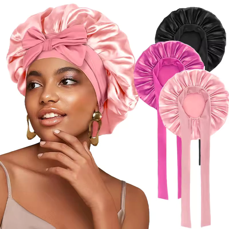 Satin Night Bonnet with Adjustable Tie – Secure, Comfortable Hair Protection (SB05)
