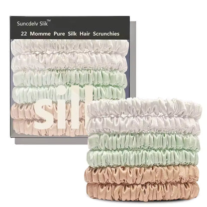 100% Mulberry Silk Scrunchie Set, 6 Pack, 22 Momme  (SB21)