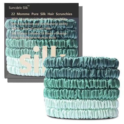 100% Mulberry Silk Scrunchie Set, 6 Pack, 22 Momme  (SB21)