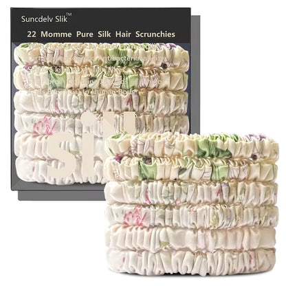 100% Mulberry Silk Scrunchie Set, 6 Pack, 22 Momme  (SB21)