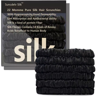 100% Mulberry Silk Scrunchie Set, 6 Pack, 22 Momme  (SB21)