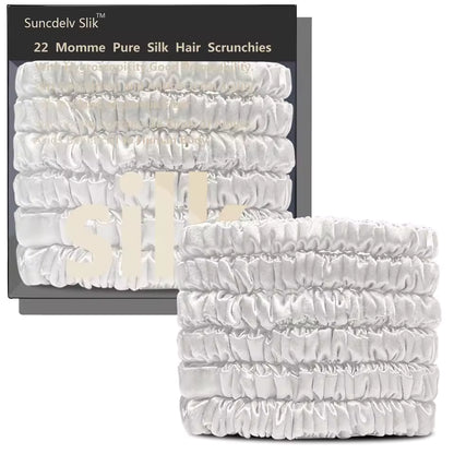 100% Mulberry Silk Scrunchie Set, 6 Pack, 22 Momme  (SB21)