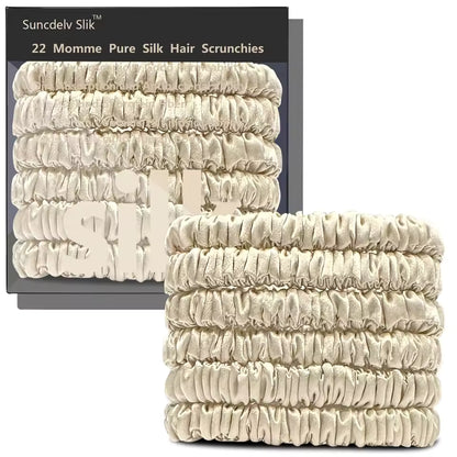 100% Mulberry Silk Scrunchie Set, 6 Pack, 22 Momme  (SB21)