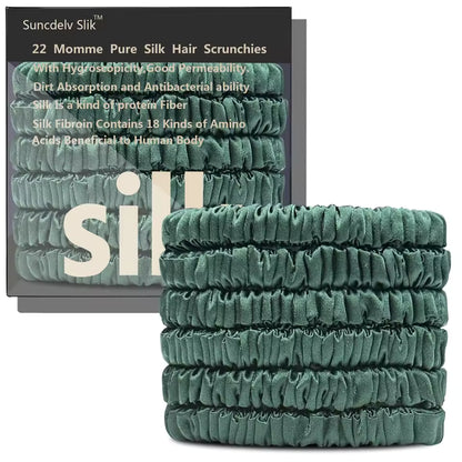100% Mulberry Silk Scrunchie Set, 6 Pack, 22 Momme  (SB21)