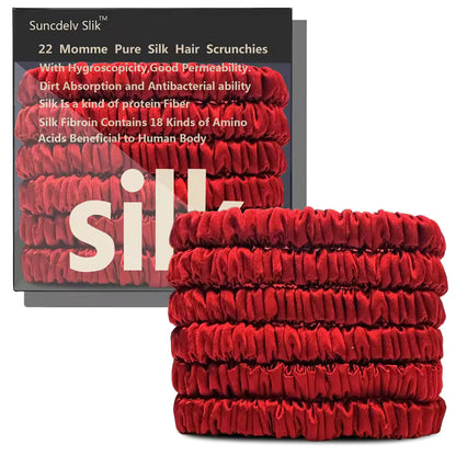 100% Mulberry Silk Scrunchie Set, 6 Pack, 22 Momme  (SB21)