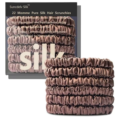 100% Mulberry Silk Scrunchie Set, 6 Pack, 22 Momme  (SB21)