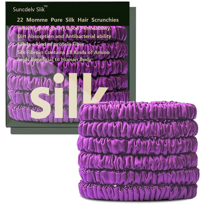 100% Mulberry Silk Scrunchie Set, 6 Pack, 22 Momme  (SB21)