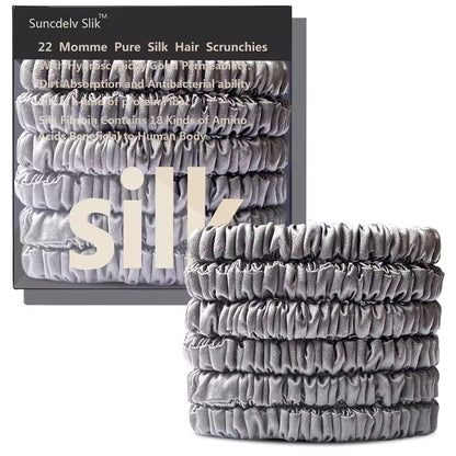 100% Mulberry Silk Scrunchie Set, 6 Pack, 22 Momme  (SB21)