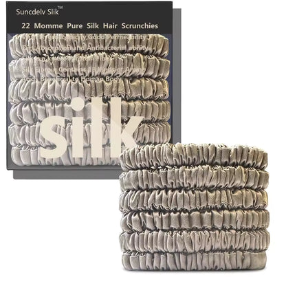100% Mulberry Silk Scrunchie Set, 6 Pack, 22 Momme  (SB21)