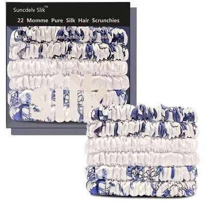 100% Mulberry Silk Scrunchie Set, 6 Pack, 22 Momme  (SB21)