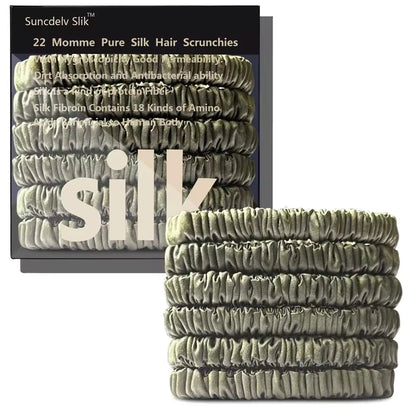 100% Mulberry Silk Scrunchie Set, 6 Pack, 22 Momme  (SB21)