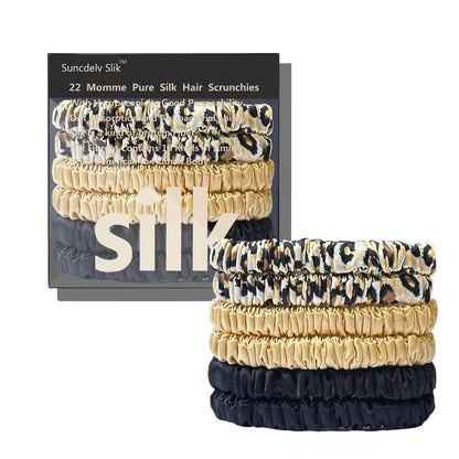 100% Mulberry Silk Scrunchie Set, 6 Pack, 22 Momme  (SB21)