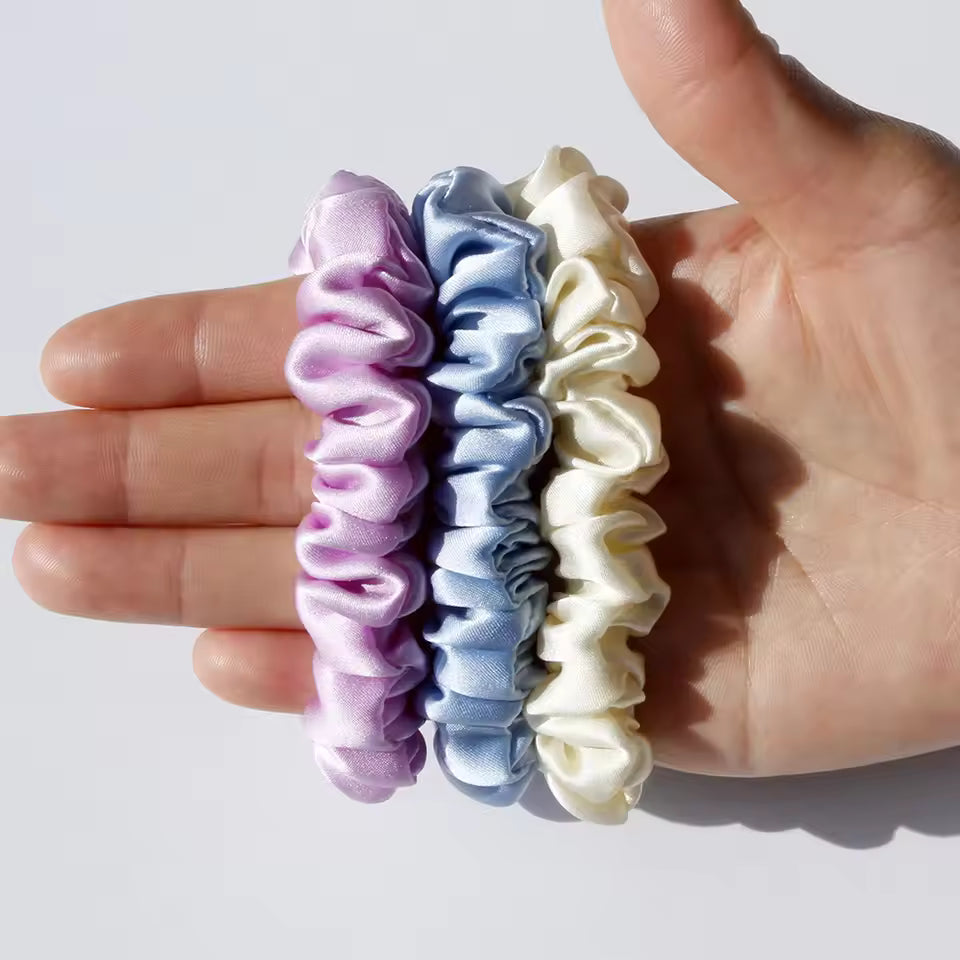 100% Mulberry Silk Slim Scrunchies, 19 Momme (SB18)