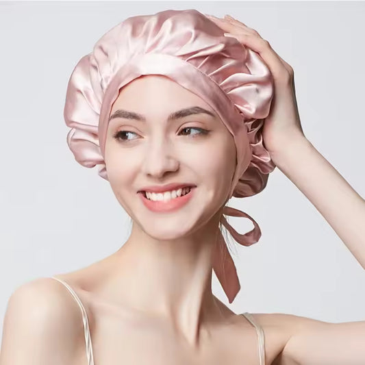 Luxury 100% Mulberry Silk Night Bonnet – Soft Sleep Cap for Hair Protection (SB25)