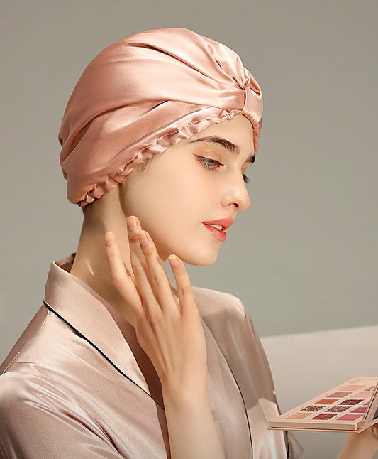 Mulberry Silk Night Cap for Hair Loss & Breakage – Natural Silk Sleep Bonnet (SB26)