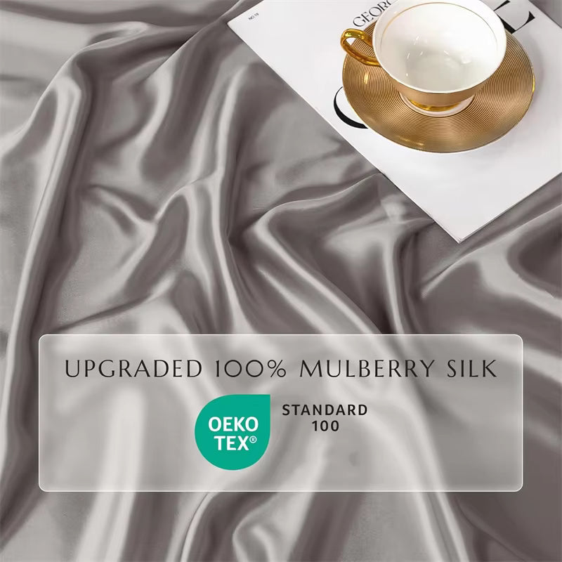 100% Mulberry Silk Luxury Bedding Set, 4-6 Piece (SB44)