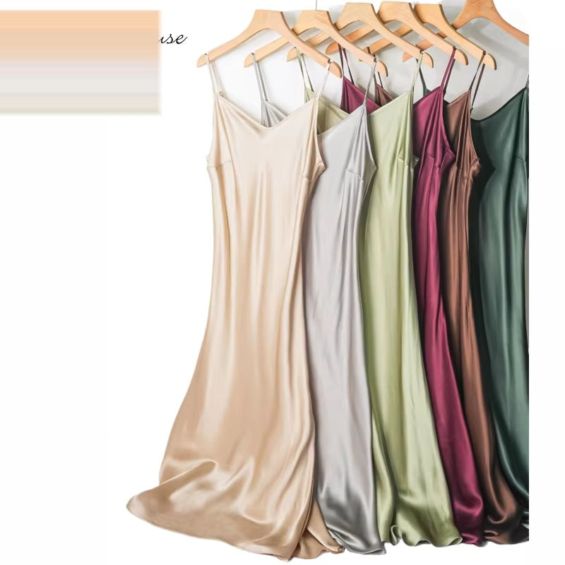 100% Natural Mulberry Silk 21 Momme V-Neck Slip Dress (SB32)