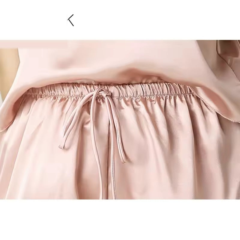 Women’s 19 Momme 100% Mulberry Silk Ruffle Pyjama Set (SB40)