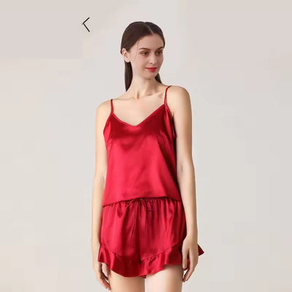 Women’s 19 Momme 100% Mulberry Silk Ruffle Pyjama Set (SB40)