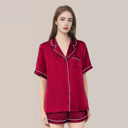 Women’s 100% Mulberry Silk Pajama Short Set, 19 Momme (SB41) – main product view