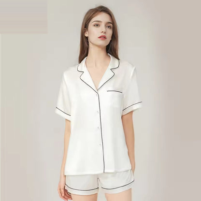 Women’s 100% Mulberry Silk Pajama Short Set, 19 Momme (SB41)