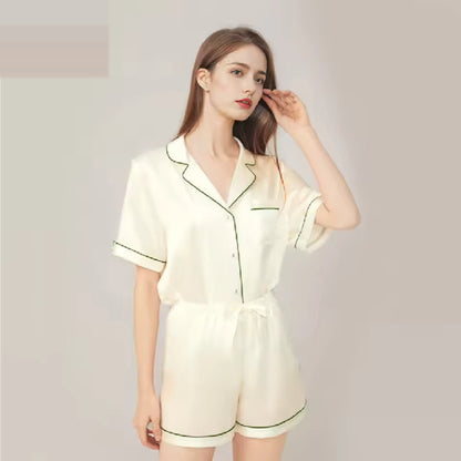Women’s 100% Mulberry Silk Pajama Short Set, 19 Momme (SB41)