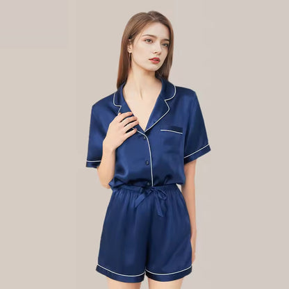 Women’s 100% Mulberry Silk Pajama Short Set, 19 Momme (SB41)