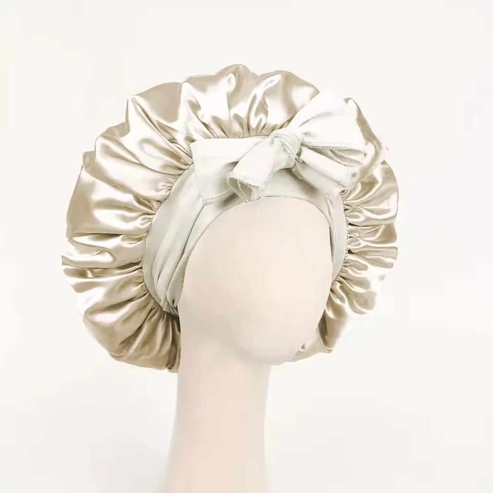 Adjustable Satin Sleep Bonnet – Secure Tie Band for All-Night Hair Protection (SB01)
