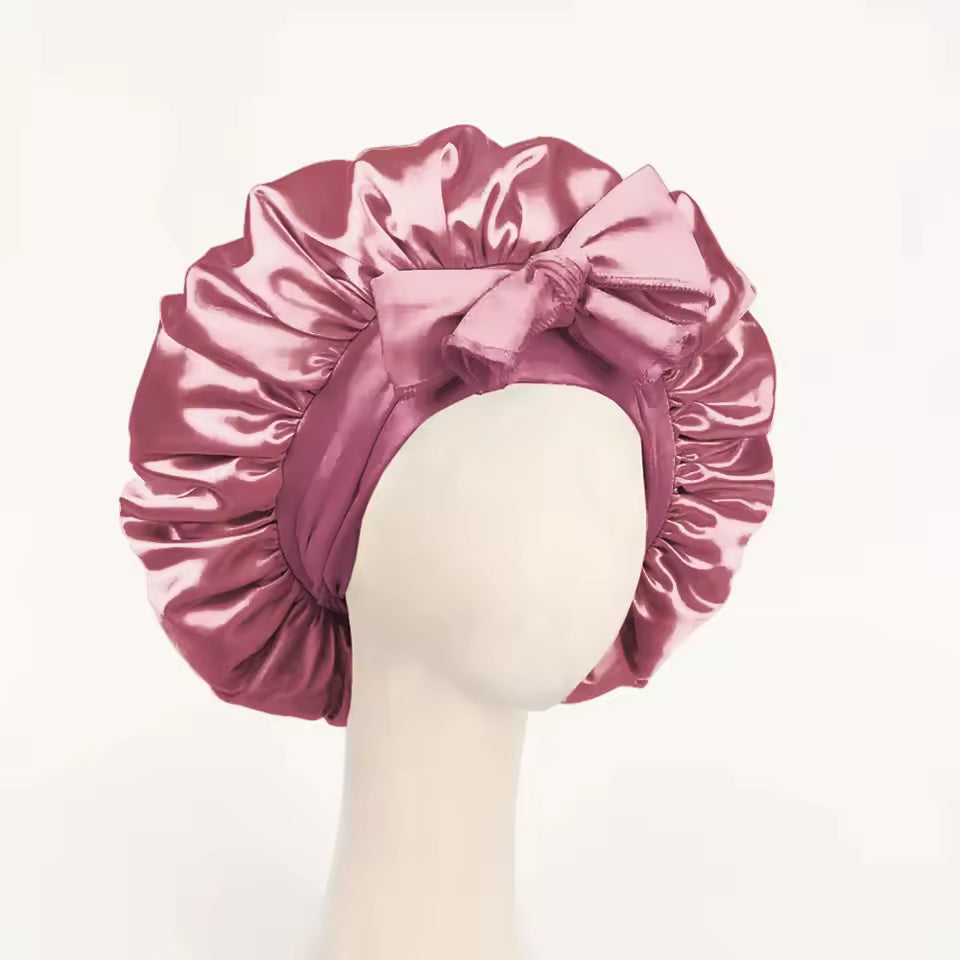 Adjustable Satin Sleep Bonnet – Secure Tie Band for All-Night Hair Protection (SB01)