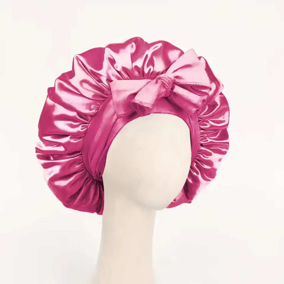 Adjustable Satin Sleep Bonnet – Secure Tie Band for All-Night Hair Protection (SB01)