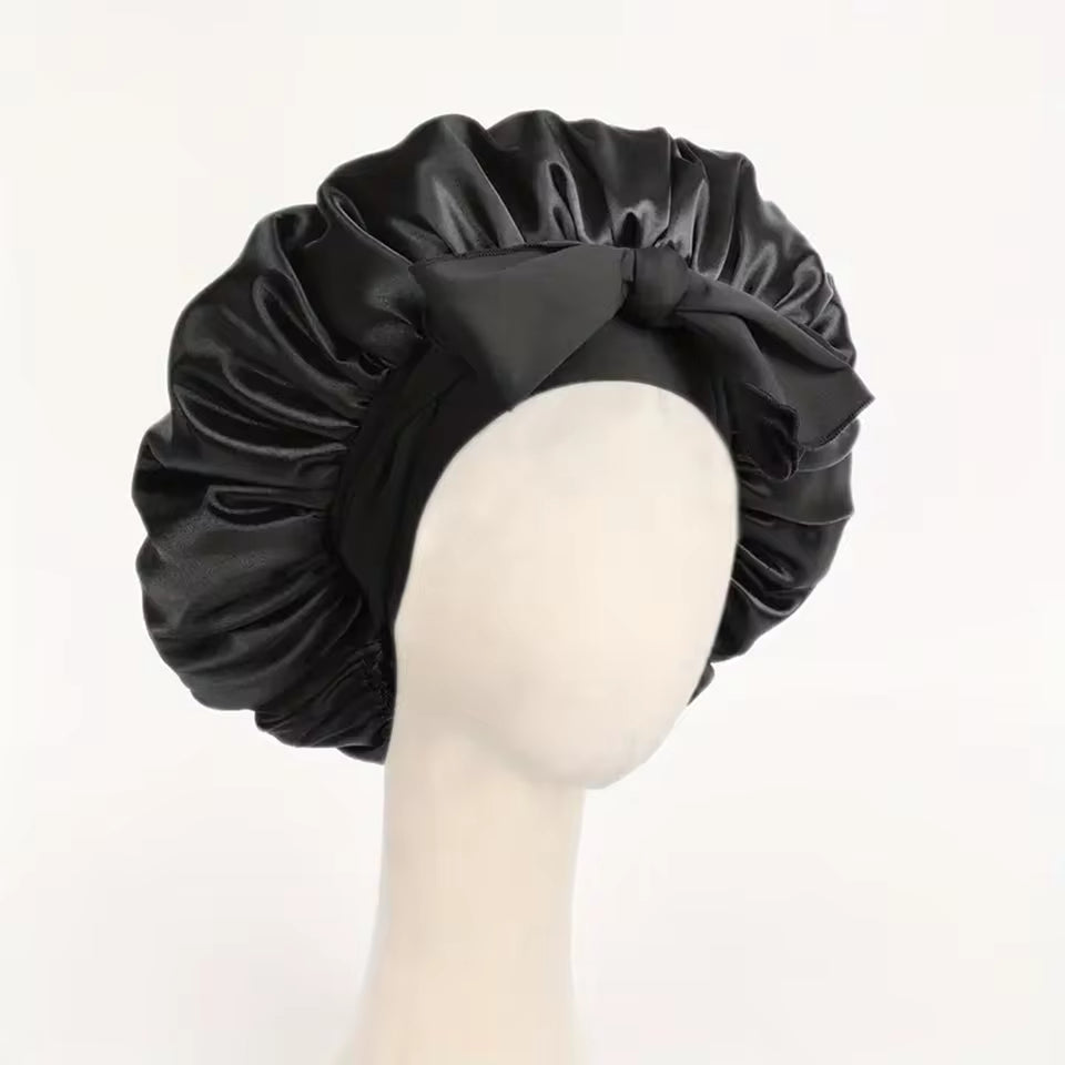 Adjustable Satin Sleep Bonnet – Secure Tie Band for All-Night Hair Protection (SB01)