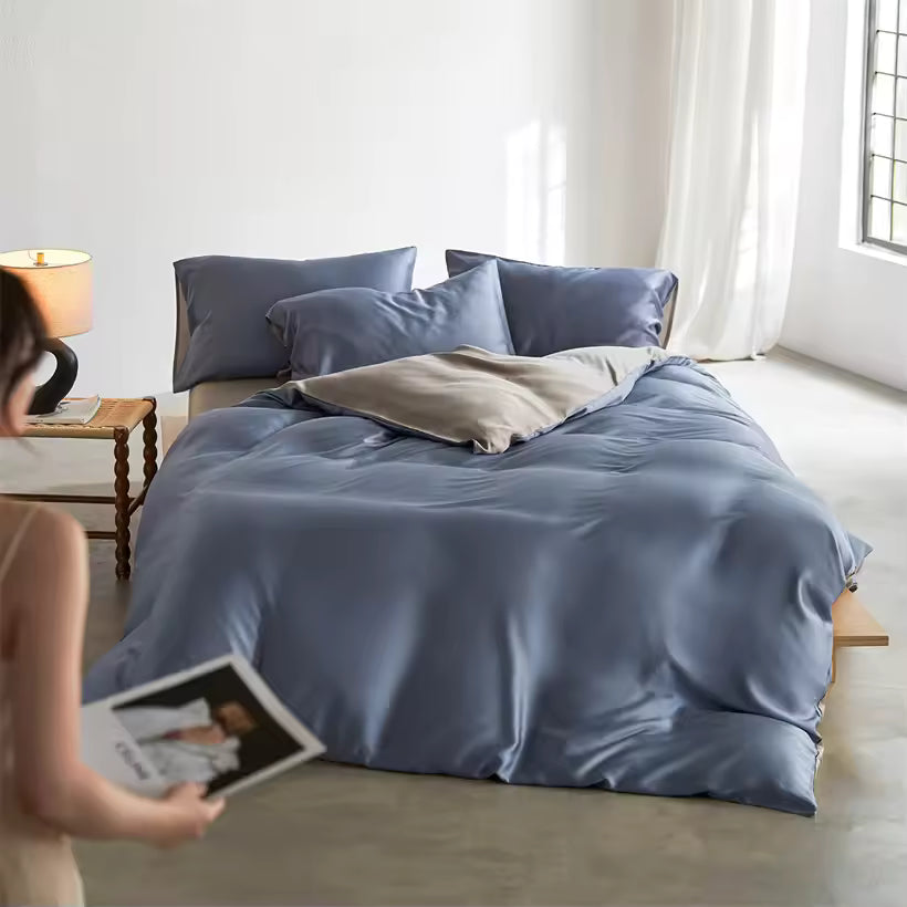 22 Momme Mulberry Silk Bedding Set – Duvet Cover & Pillowcases (SB58)