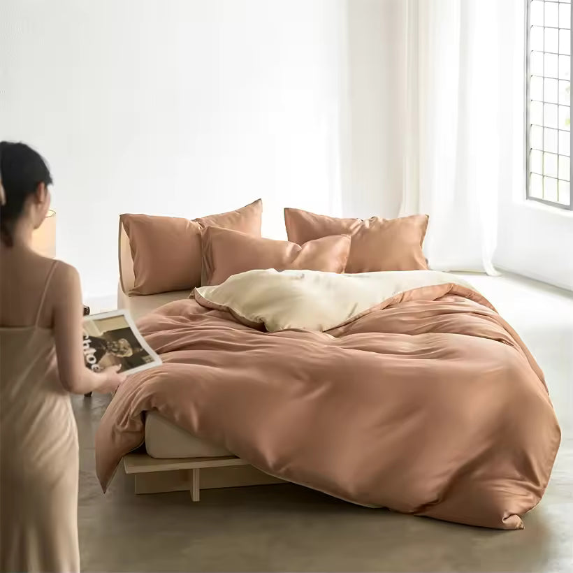 22 Momme Mulberry Silk Bedding Set – Duvet Cover & Pillowcases (SB58)