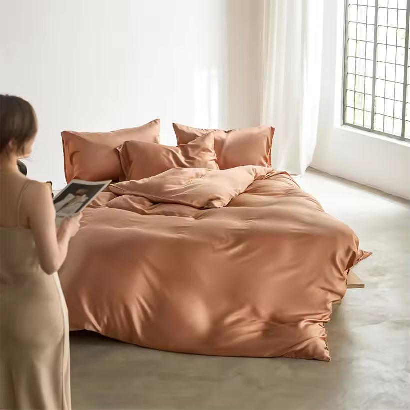 22 Momme Mulberry Silk Bedding Set – Duvet Cover & Pillowcases (SB58)