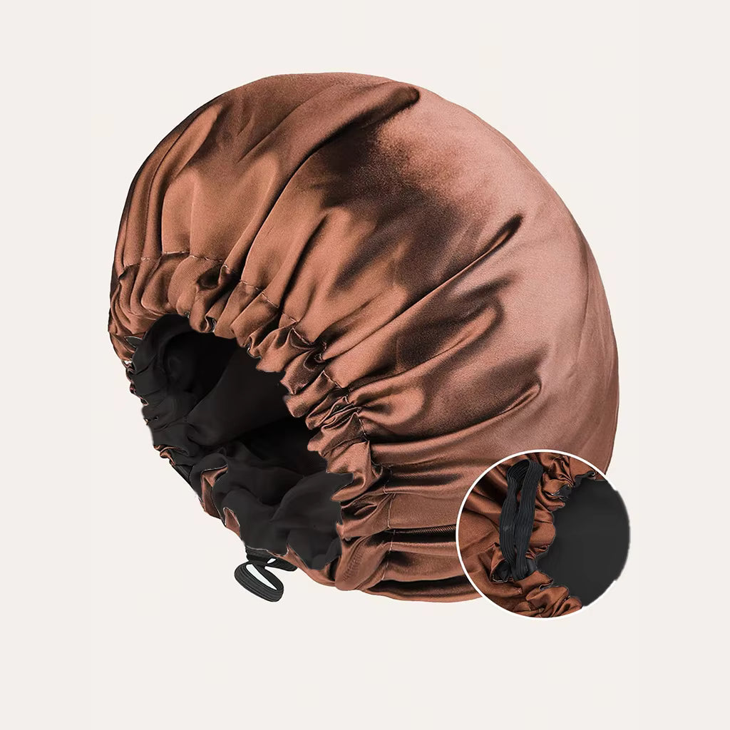 Large Double-Layer Satin Sleep Bonnet – Reversible & Adjustable Night Cap (SB03)