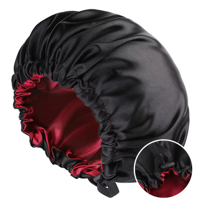 Large Double-Layer Satin Sleep Bonnet – Reversible & Adjustable Night Cap (SB03)