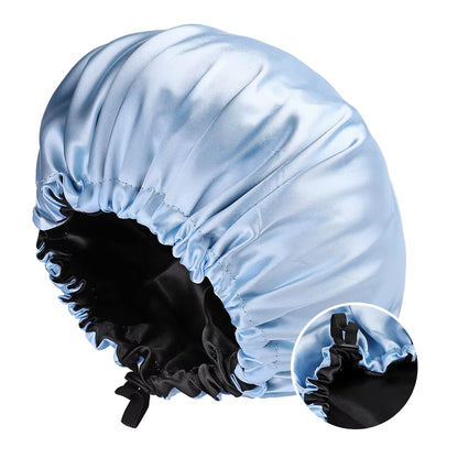 Large Double-Layer Satin Sleep Bonnet – Reversible & Adjustable Night Cap (SB03)