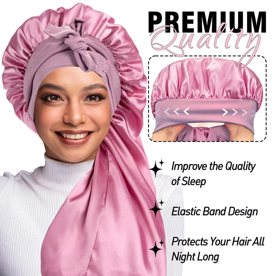 Extra-Large Satin Sleep Bonnet for Long Hair (SB07)