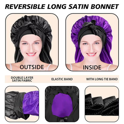 Extra-Large Satin Sleep Bonnet for Long Hair (SB07)