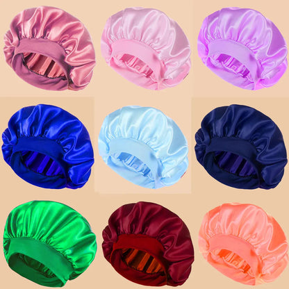 Wide-Brim Satin Sleep Bonnet – Solid Colour Daily Hair Protection Cap (SB02)