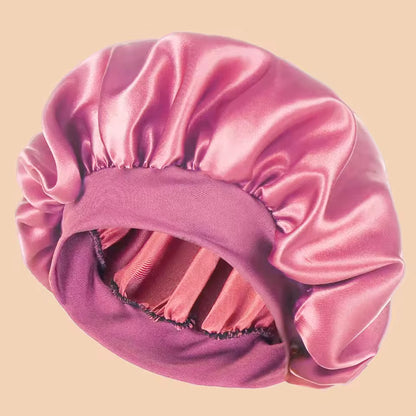 Wide-Brim Satin Sleep Bonnet – Solid Colour Daily Hair Protection Cap (SB02)